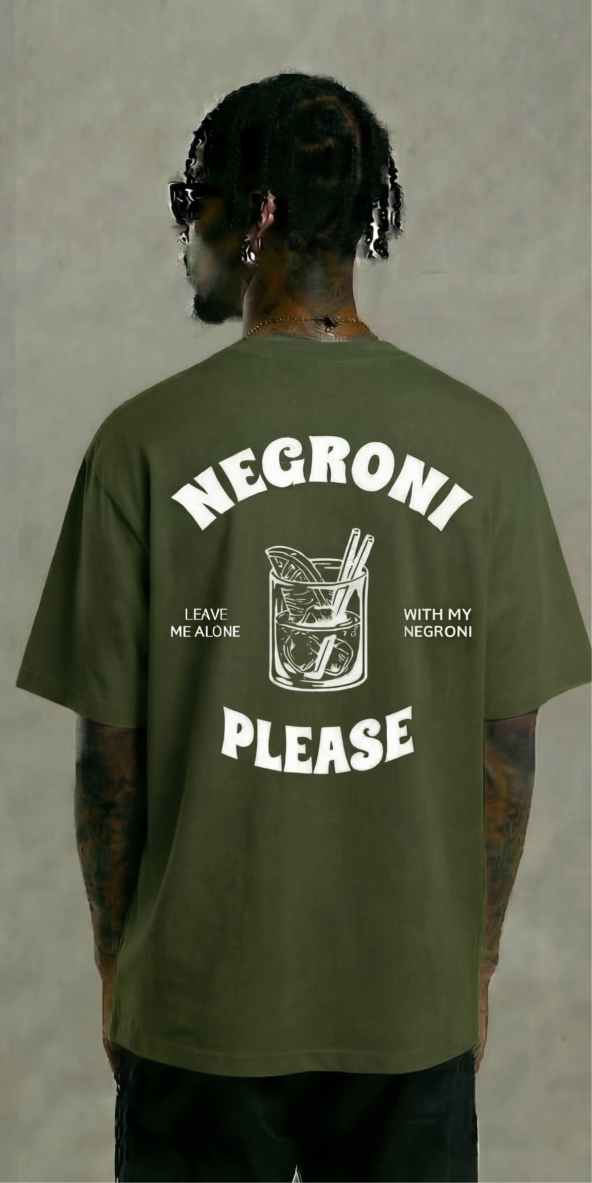 Negroni Please Graphic Tee – Green Funny Cocktail Drinking Shirt