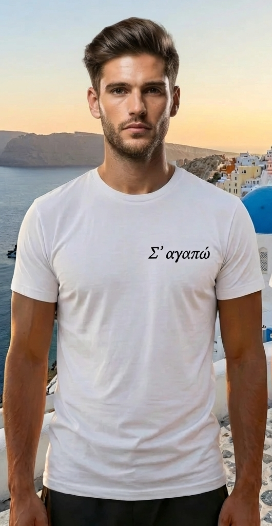 Mykonos Greece Shirt – Minimal Front Logo Back Print