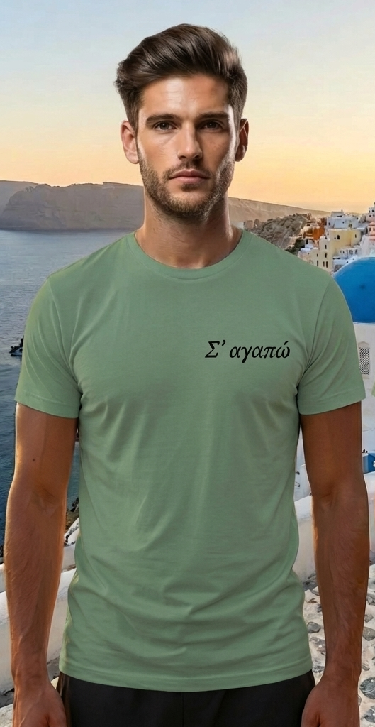 Mykonos Green Greece Shirt – Minimal Front Logo Back Print
