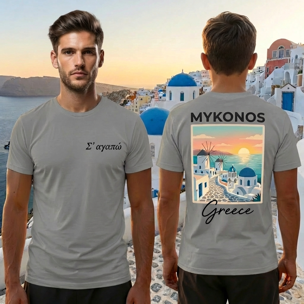 Mykonos Greece Shirt - Grey