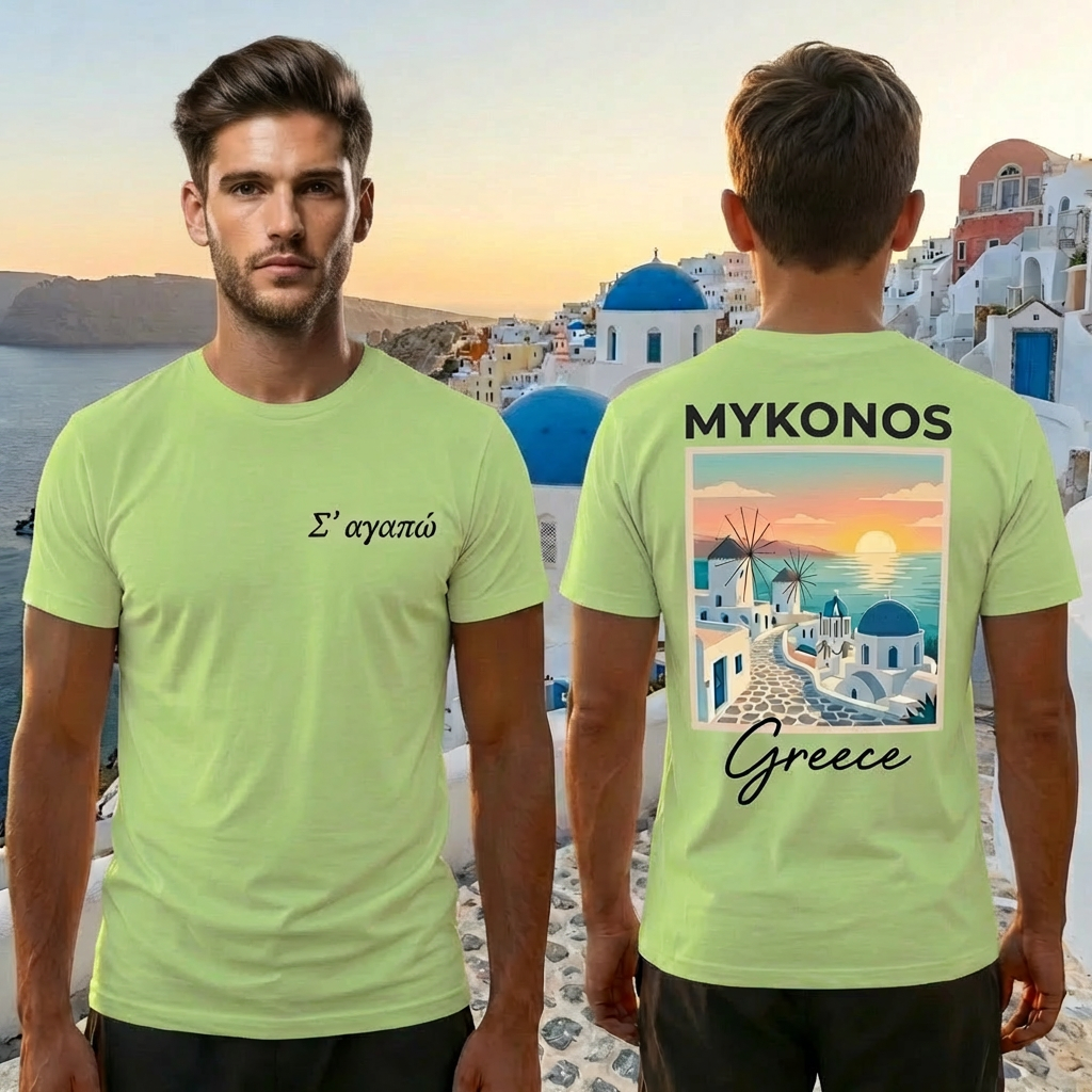 Mykonos Greece Shirt - Light Green
