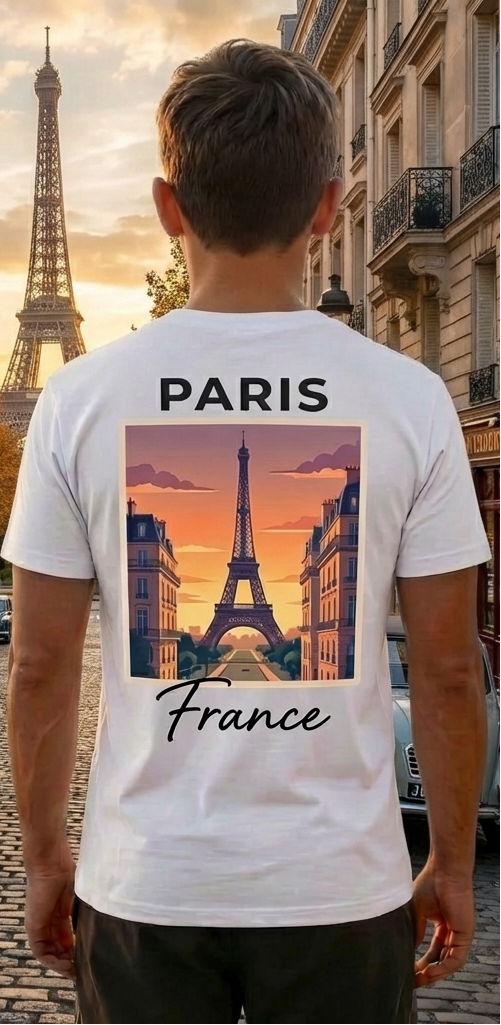 Paris Eiffel Tower Shirt – France Vacation Graphic Tee for Men