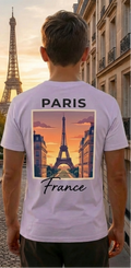 Paris Eiffel Tower Light Purple Shirt – France Vacation Graphic Tee for Men