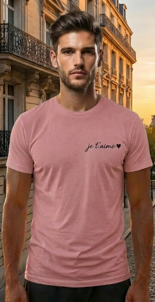 Paris Eiffel Tower Pink Shirt – France Vacation Graphic Tee for Men