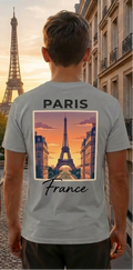 Paris Eiffel Tower Grey Shirt – France Vacation Graphic Tee for Men