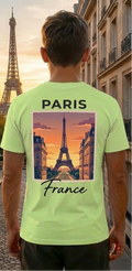 Paris Eiffel Tower Light Green Shirt – France Vacation Graphic Tee for Men