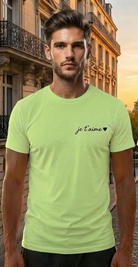 Paris Eiffel Tower Light Green Shirt – France Vacation Graphic Tee for Men