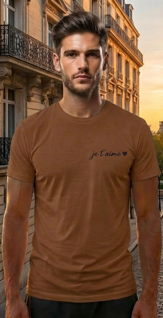 Paris Eiffel Tower Brown Shirt – France Vacation Graphic Tee for Men