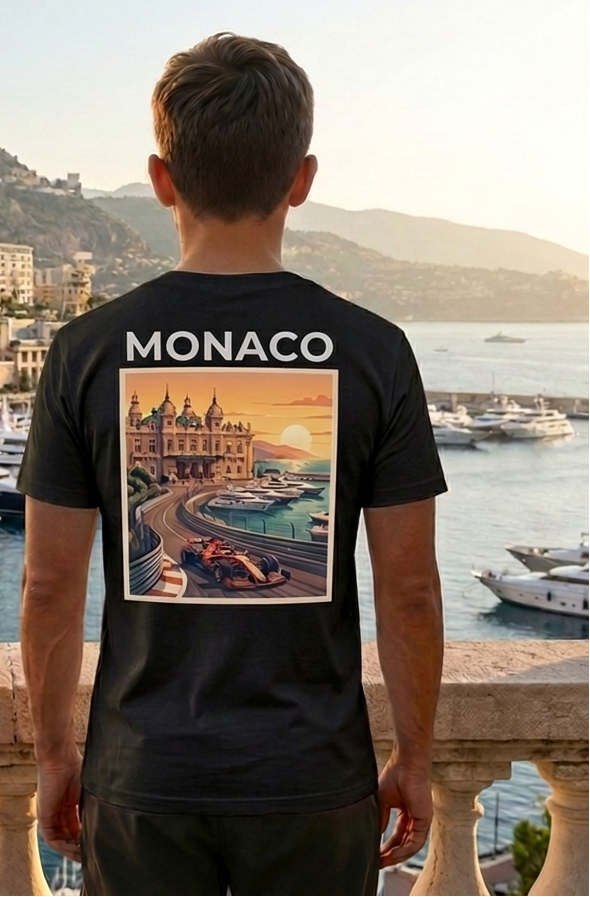 Monaco Urban Black T-Shirt – Trendy Streetwear Graphic Tee