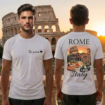 Rome Italy White T-Shirt – Colosseum Graphic Tee – Romantic Travel Shirt