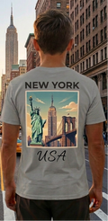 New York Grey T-Shirt – NYC Skyline Graphic Tee – USA Travel Shirt