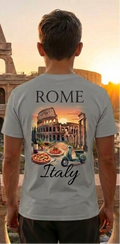 Rome Italy Grey T-Shirt – Colosseum Graphic Tee – Romantic Travel Shirt