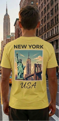 New York Yellow T-Shirt – NYC Skyline Graphic Tee – USA Travel Shirt