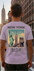 New York Purple T-Shirt – NYC Skyline Graphic Tee – USA Travel Shirt