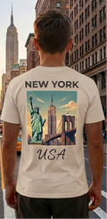 New York White T-Shirt – NYC Skyline Graphic Tee – USA Travel Shirt