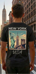New York Black T-Shirt – NYC Skyline Graphic Tee – USA Travel Shirt