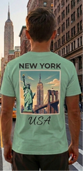 New York Green T-Shirt – NYC Skyline Graphic Tee – USA Travel Shirt
