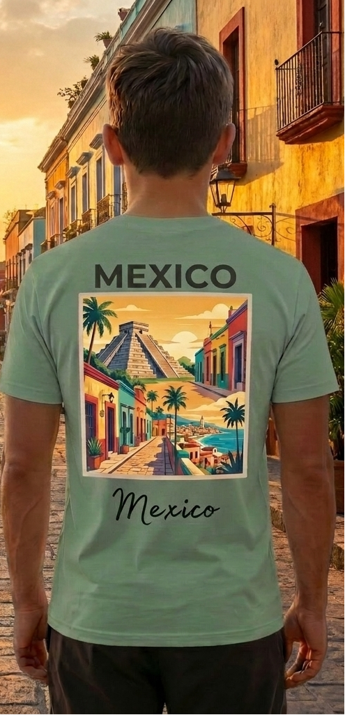Mexico Green T-Shirt – Mexican Graphic Tee – Travel Vacation Shirt