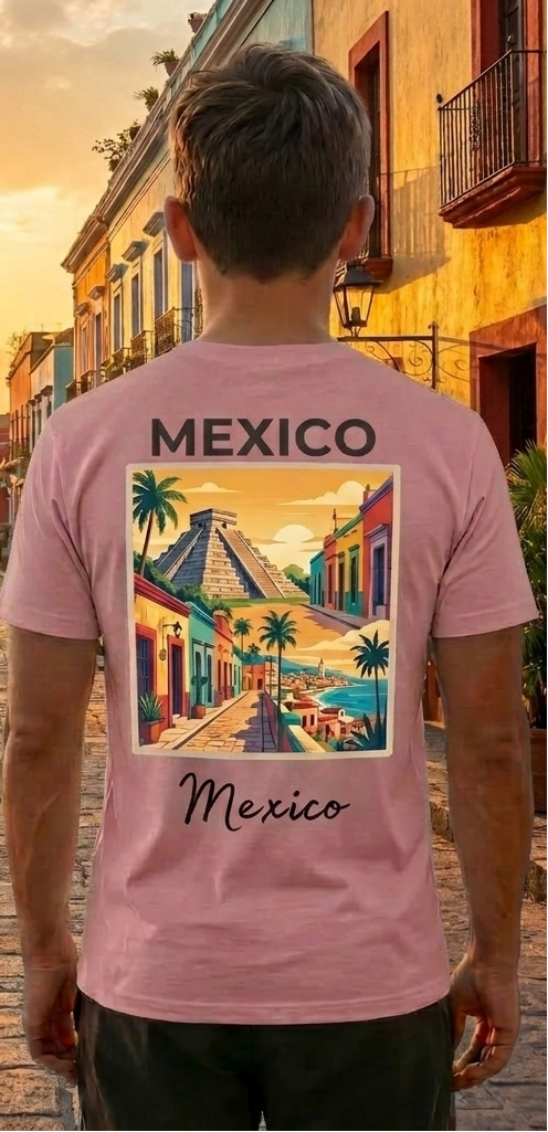 Mexico Pink T-Shirt – Mexican Graphic Tee – Travel Vacation Shirt