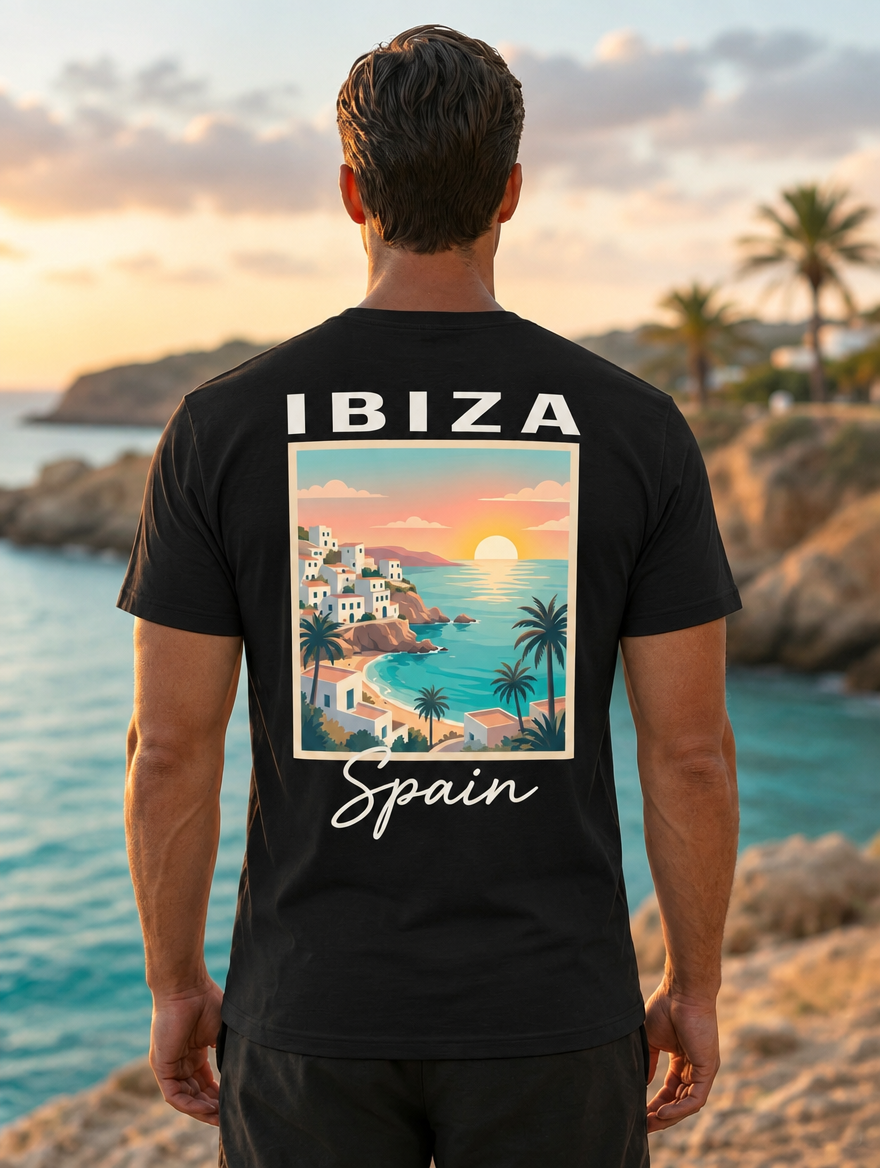 Ibiza Travel T-Shirt - Black Back