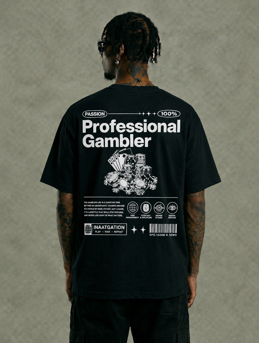 Professional Gambler Casino Streetwear Shirt - Black Back