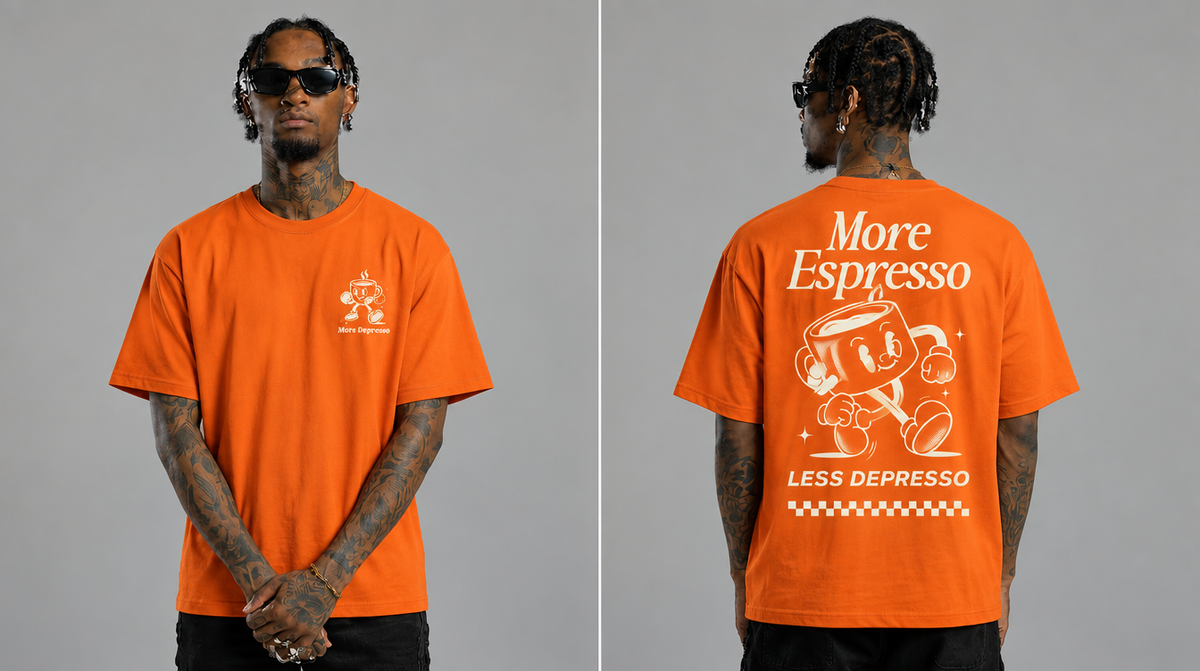 More Espresso Graphic T-Shirt - Orange