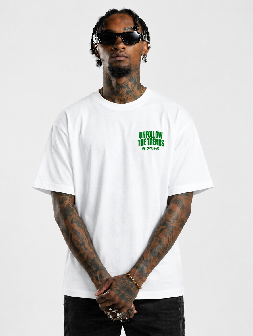 Be Original Unfollow the Trend - White Green Front