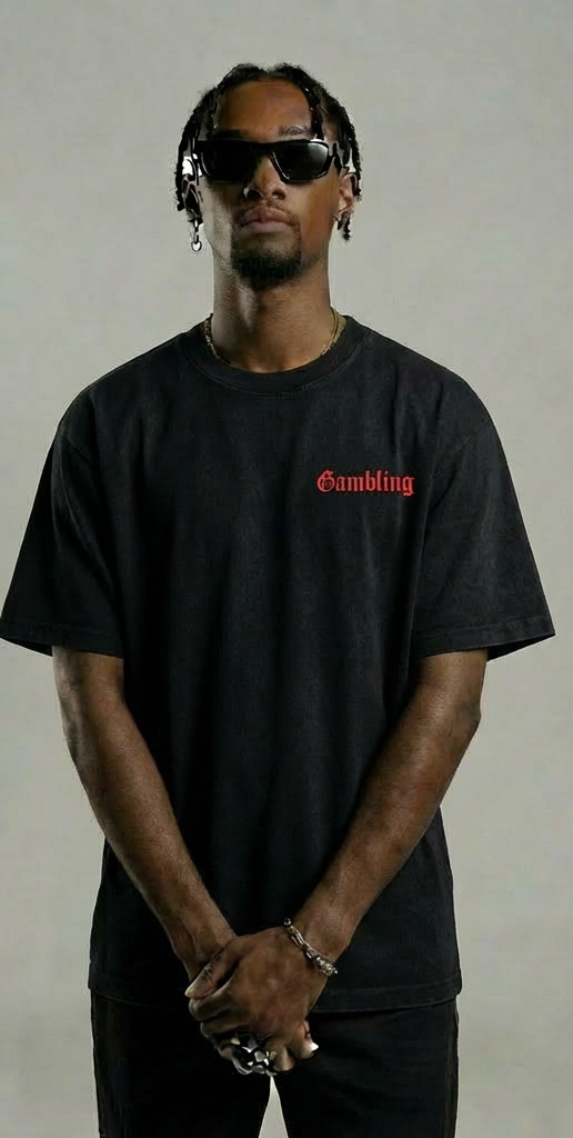 Pro Gambler Black T-Shirt – Red Text Poker Casino Graphic Tee