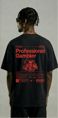 Pro Gambler Black T-Shirt – Red Text Poker Casino Graphic Tee