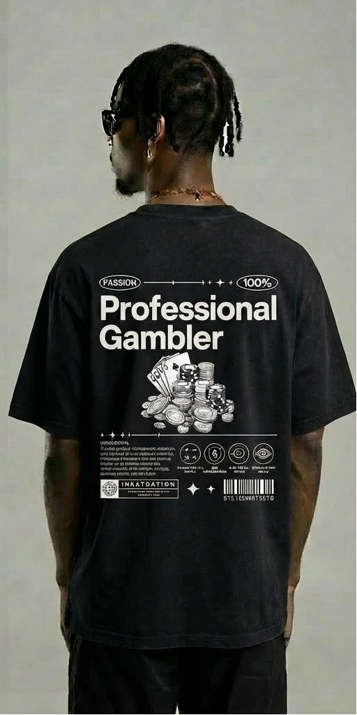 Beige Pro Gambler T-Shirt – Retro Poker Player Streetwear