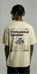 Beige Pro Gambler T-Shirt – Retro Poker Player Streetwear
