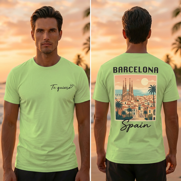Barcelona Graphic Light Green T-Shirt – Trendy Summer Travel Shirt Spain