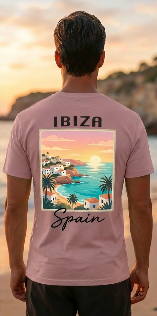 Ibiza Travel T-Shirt – Premium Pink Summer Shirt Spain