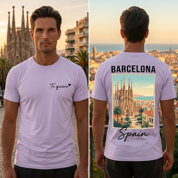 Barcelona Graphic Purple T-Shirt – Trendy Summer Travel Shirt Spain