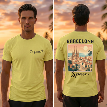 Barcelona Graphic Yellow T-Shirt – Trendy Summer Travel Shirt Spain
