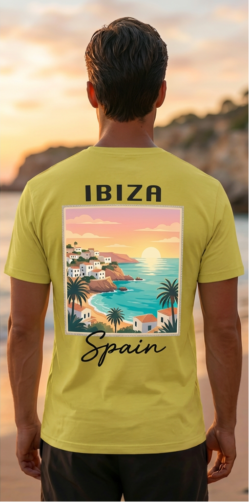 Ibiza Travel T-Shirt – Premium Yellow Summer Shirt Spain