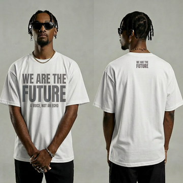 We Are The Future Grey Text White T-Shirt – Streetwear Graphic Tee