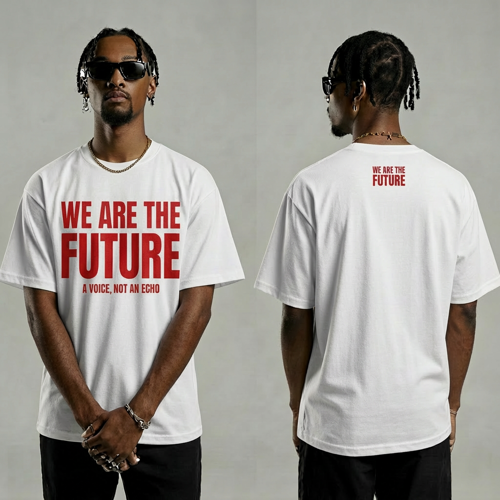 We Are The Future Graphic Tee - White shirt, Red text