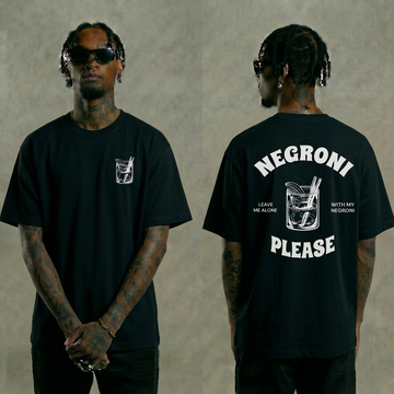 Negroni Please Graphic Tee – Black Funny Cocktail Drinking Shirt