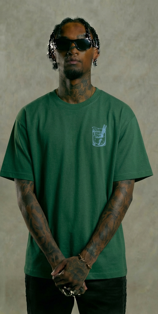 Negroni Please Graphic Tee – Green Funny Cocktail Drinking Shirt