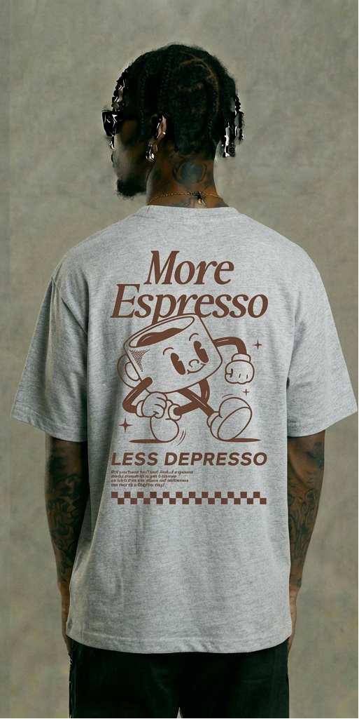 More Espresso Graphic T-Shirt – Coffee Lover Streetwear Tee Grey