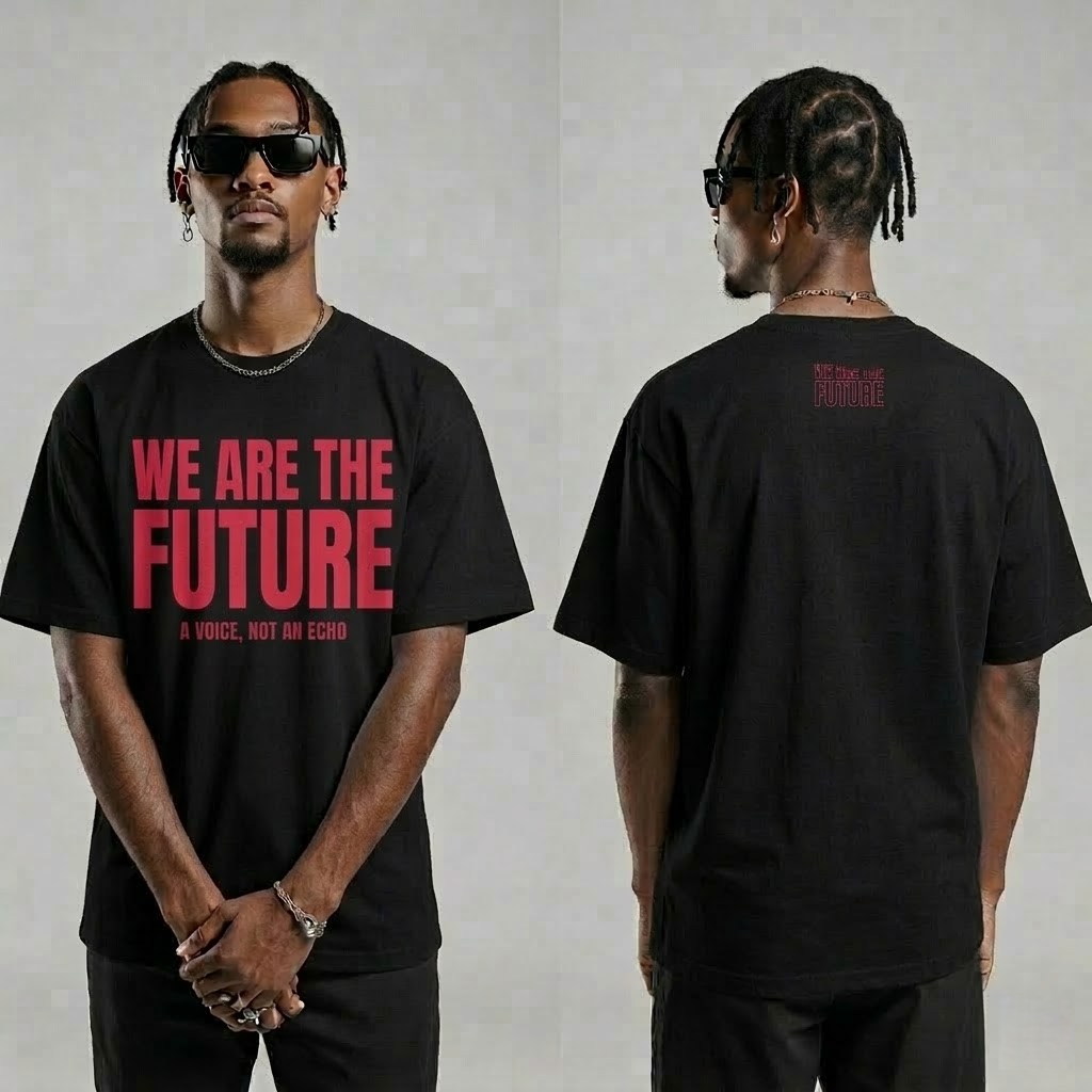 We Are The Future Graphic Tee - Black shirt, Red text