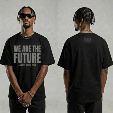 We Are The Future Grey Text Black T-Shirt – Urban Streetwear Graphic Tee