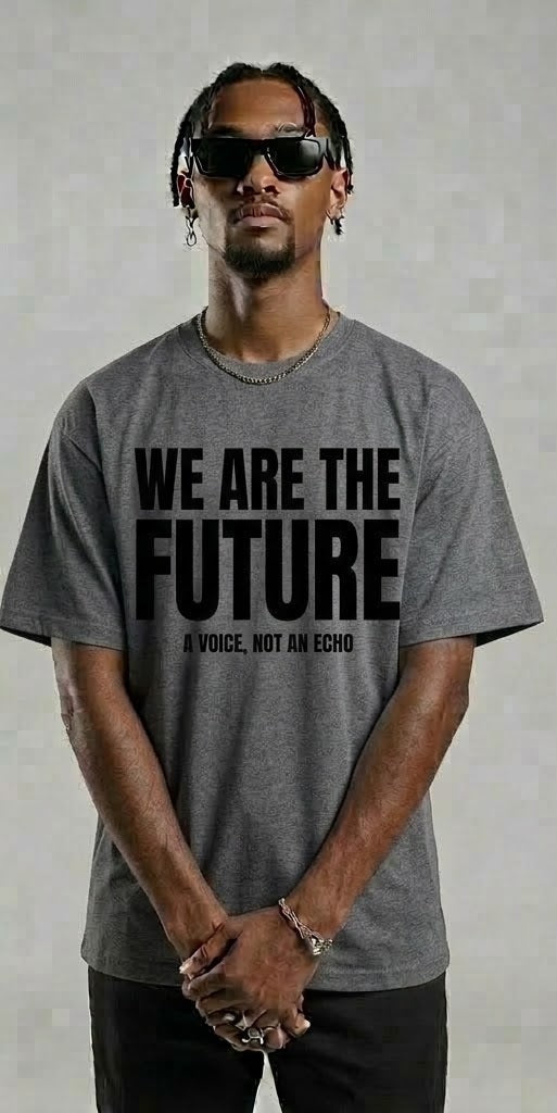 We Are The Future Black Text Grey T-Shirt – Streetwear Graphic Tee