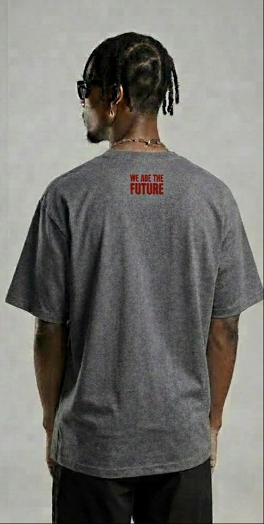 We Are The Future Red Text Grey T-Shirt – Streetwear Graphic Tee