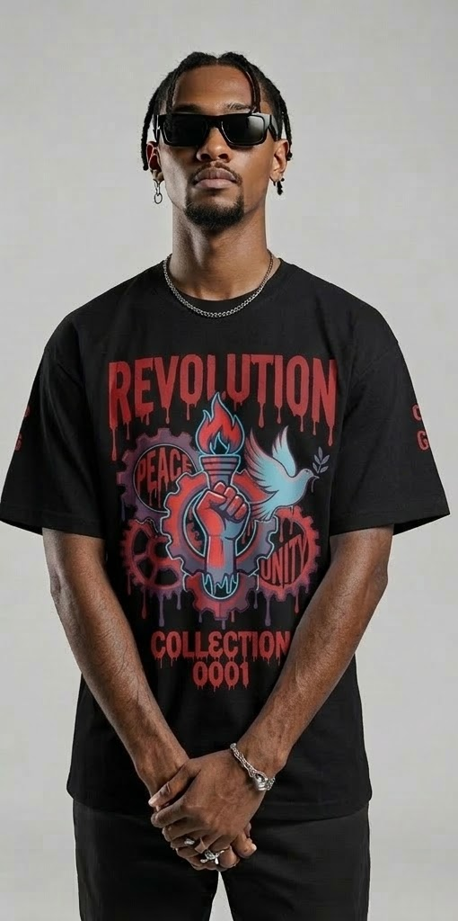 Black Revolution Graphic T-Shirt – Unity Peace Streetwear Tee