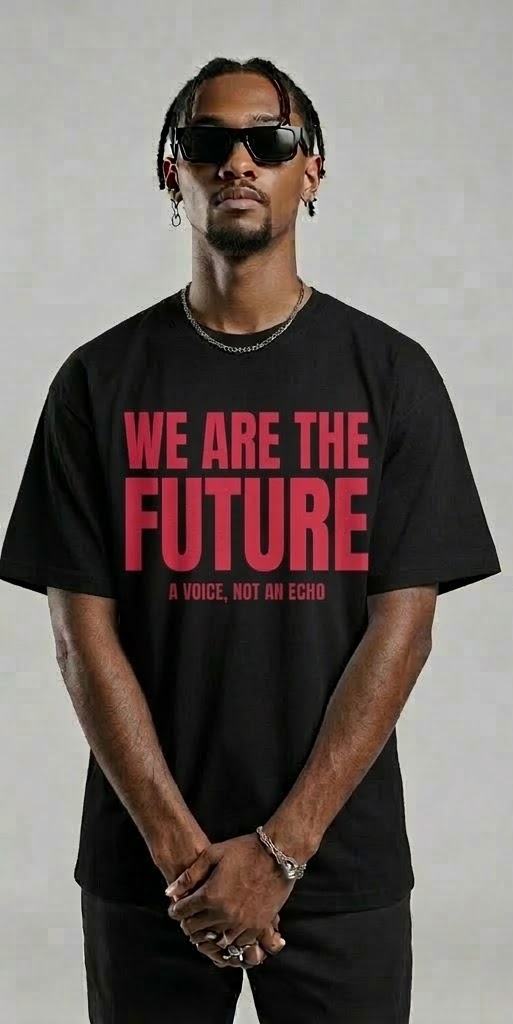 We Are The Future Red Text Black T-Shirt – Urban Streetwear Graphic Tee