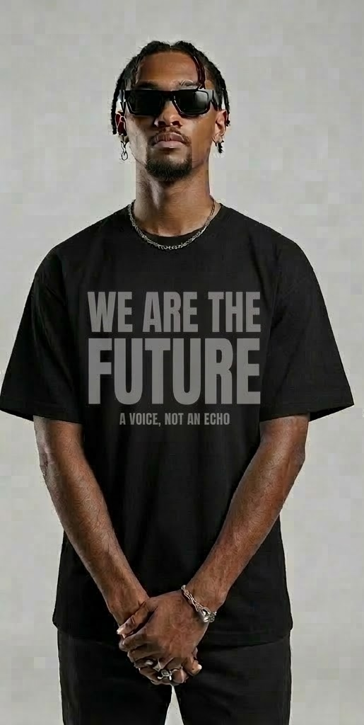 We Are The Future Grey Text Black T-Shirt – Urban Streetwear Graphic Tee