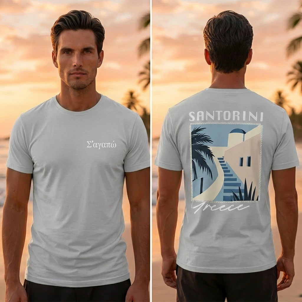 Greek Santorini T-Shirt - Grey