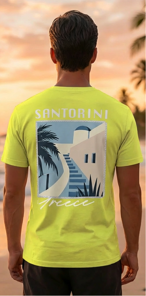 Greek Santorini T-Shirt – Summer Travel Graphic Tee for Men
